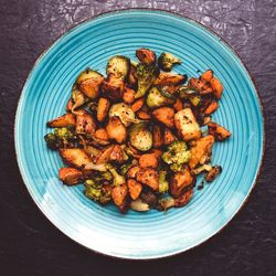 High angle view of food on table