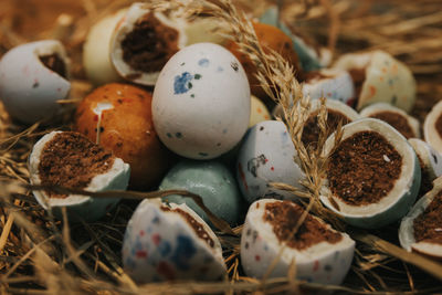 Close-up of easter eggs