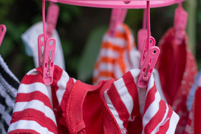 Close-up of multi colored decoration hanging outdoors