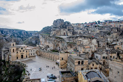 High angle view of townscape against sky