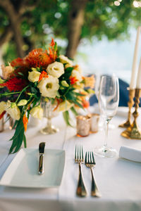 Close-up of flower vase on table