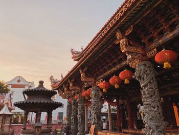 Low angle view of temple building against sky