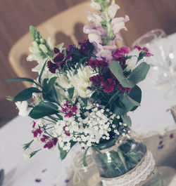 Close-up of flower vase on table