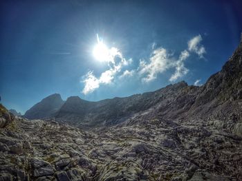 Low angle view of mountains against sky