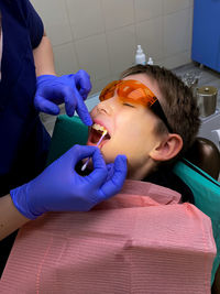 Young patient in the dentist's office. dental treatment.