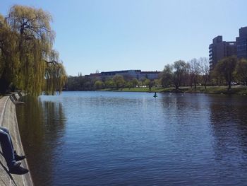 Scenic view of river against clear sky