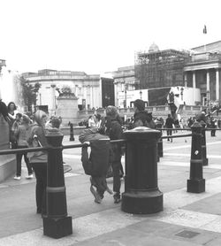 Woman standing in city