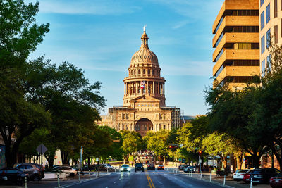 Low angle view of congress buildings in city