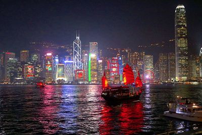 View of illuminated city at night