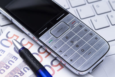 Close-up of computer keyboard on table