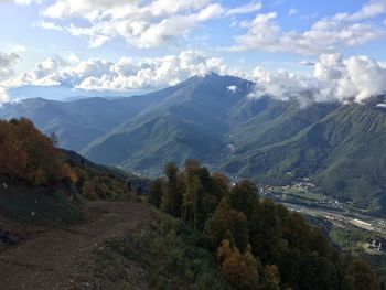 Scenic view of mountains against sky