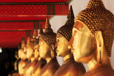 Buddha statues in row at temple