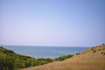 Scenic view of sea against clear sky