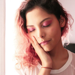 Close-up of beautiful young woman