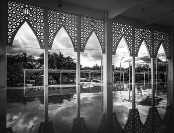 Reflection of sky on glass window