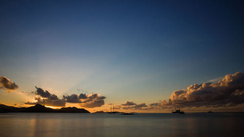 Scenic view of sea at sunset