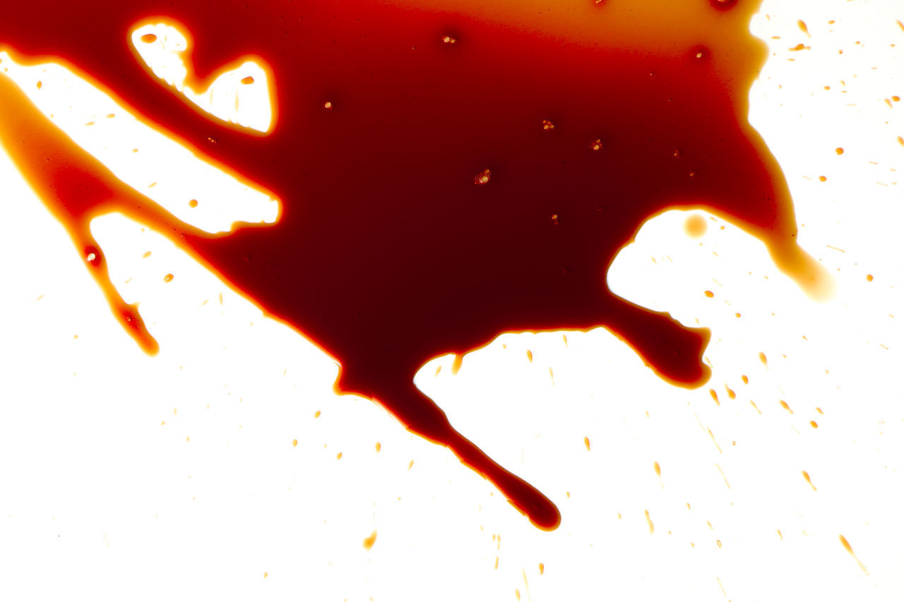 splattered, drop, red, abstract, stained, water, blood, blob, ink, paint, splashing, spilling, no people, indoors, font, studio shot, close-up, creativity