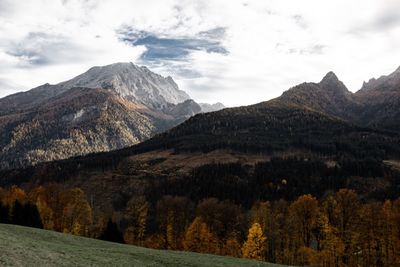 Scenic view of mountains against sky