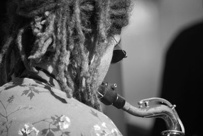 Close-up portrait of man smoking