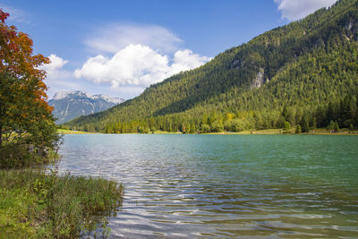 Scenic view of lake against sky