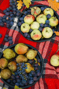 High angle view of fruits in bowl