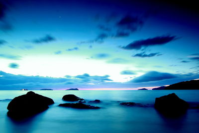 Close-up of sea against blue sky