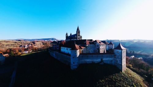 Panoramic view of historic building against clear sky