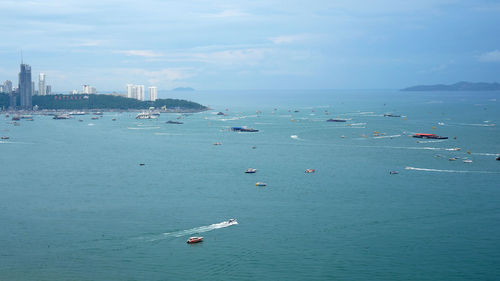 High angle view of sea against sky