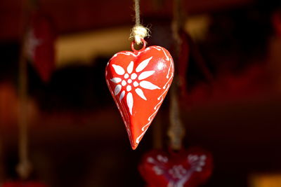 Close-up of heart shape decoration hanging