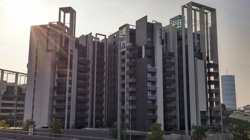 Skyscrapers against clear sky