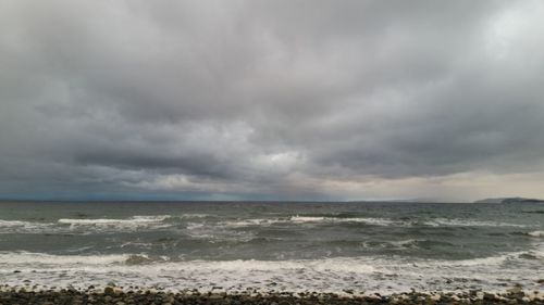 Scenic view of sea against cloudy sky