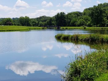 Scenic view of lake against sky