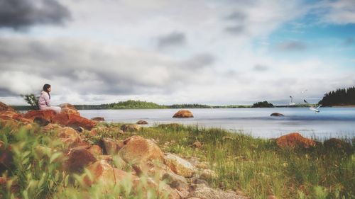 Scenic view of lake against sky
