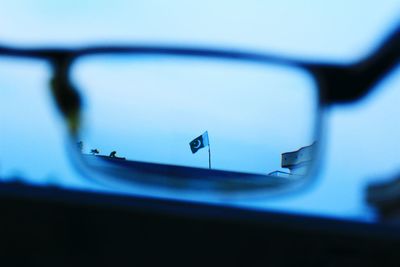 Close-up of reflection on car windshield