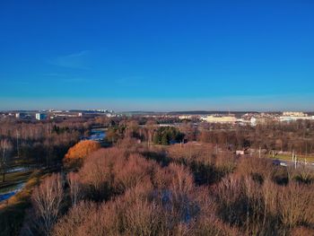 Panoramic shot of landscape against clear blue sky