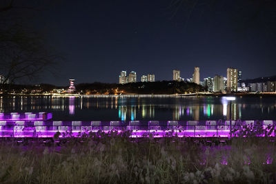 The beautiful night city view at gwanggyo lake park in suwon, south korea