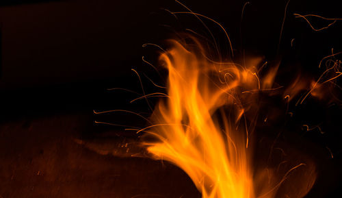 Close-up of bonfire at night