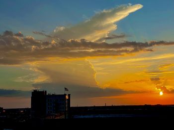 American flag at sunset