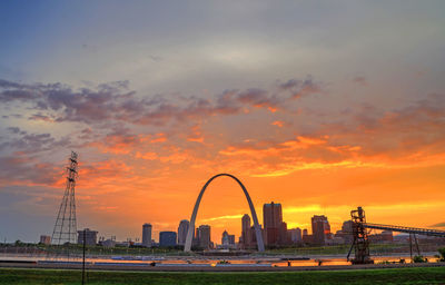 View of city at sunset