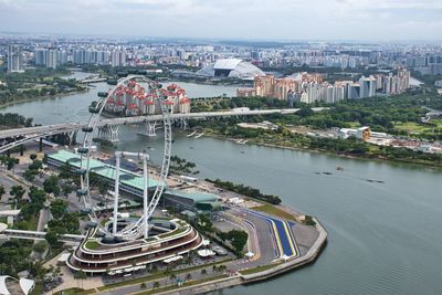 Cityscape of singapore from marina bay sands hotel