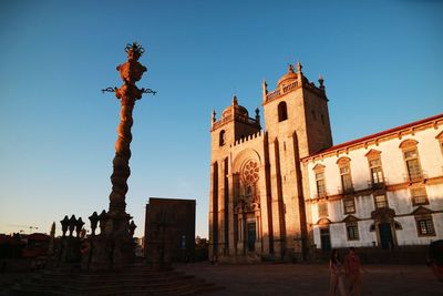 Low angle view of historic building against clear sky