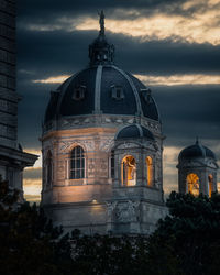 Low angle view of cathedral against sky at dusk