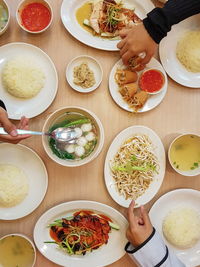 High angle view of food on table