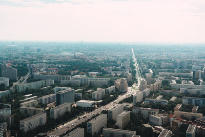 High angle view of buildings in city