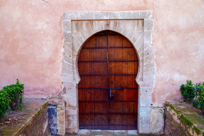 Closed door of a building