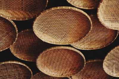 Full frame shot of wicker basket for sale