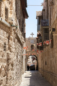 Narrow alley amidst buildings in city