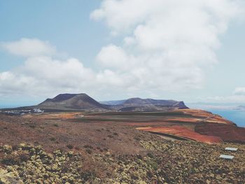 Scenic view of landscape against cloudy sky