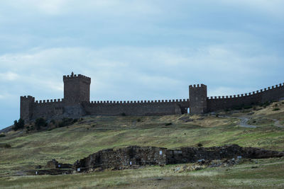 Low angle view of historic building against sky