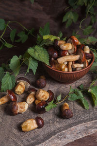 Close-up of food on table